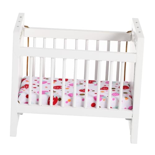 Garneck 1 Stück Puppenhaus Krippe Mini-puppenbett Ästhetisch Puppenhaus Babybett Babyspielzeug Puppenhaus-miniaturkrippe Wiedergeborene Krippe Künstlich Mini-Kinderbett Neon Weiß von Garneck