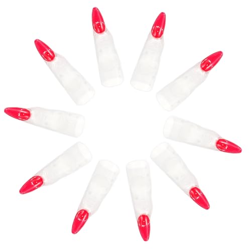 Garneck 10 Stück Polieren Rot Fingernagel Nägel drücken, küssen Halloween Hexenfinger Maske Halloween nägel Halloween Nails Halloween-Cosplay-Requisiten Hexennägel Fingernägel Plastik von Garneck