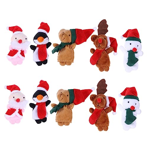 Garneck 10 Stück Weihnachts-Fingerpuppen Für – Plüsch Weihnachtsmann - Schneemann & Elch – Pädagogisches Handspielzeug Für Kreative Xmas Partys Und Füllstoffe von Garneck