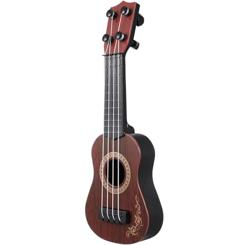 Garneck 10-Zoll-Spielzeuggitarre Für Kinder Im Alter Von 1 Bis 3 Ukelele Mini Kleinkindgitarre Für Rhythmen Developmental Educational (Brown) von Garneck