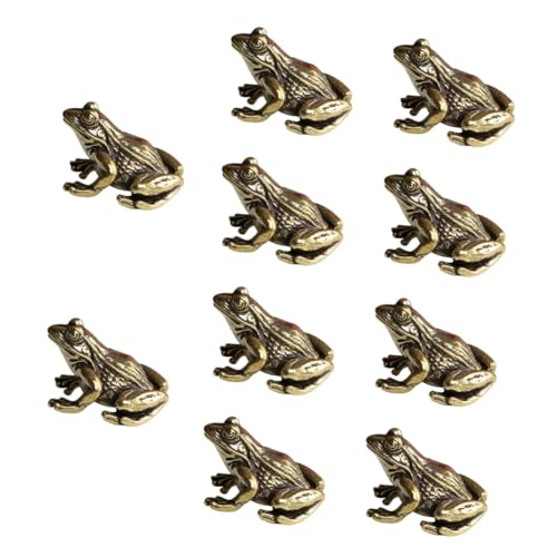 Garneck 10St Froschstatue aus Messing bürodeko büro Dekoration bastelzeug Office Decoration Miniaturstatue Feng-Shui-Frosch kleine Froschstatue Frosch-Außendekoration Gartenfiguren Golden von Garneck