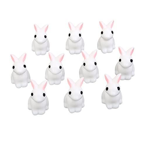 Garneck 10St Mikrolandschaftskaninchen kunstharz White Rabbit Decorative Gardening Rabbit Decorations Mini House Kaninchenstall Figuren Miniaturkaninchen Kaninchen Handwerk von Garneck