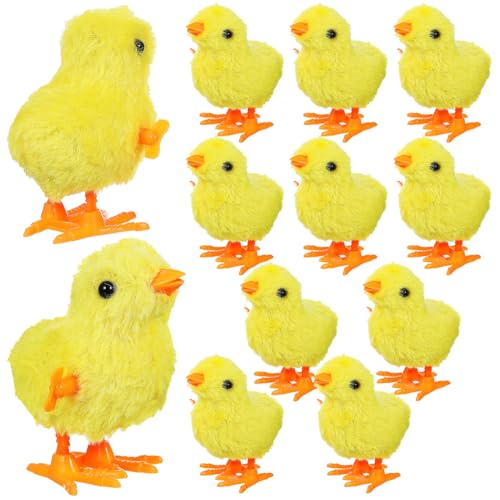 Garneck 12 Pack Gelbe Wind -Up Plüschküken Neuheit Jumping Chick Spielzeug Landet Osterspielzeug Für Kinder Eierkorb Strumpf von Garneck