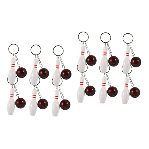 Garneck 12 Stk Bowling-schlüsselanhänger Ketten Bowling-pin Schlüsselanhänger Masse Zubehör Für Bowling-partys Bowlingliebhaber Mini-schlüsselanhänger Neuheit Schlüsselanhänger Rot Pvc von Garneck