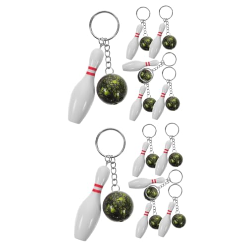 Garneck 12 Stk Bowling-schlüsselanhänger Ketten Stift Bowling-team Mini-bowlingkugel Bowling-schmuck Bowling-pin-modell 3d-sport-schlüsselanhänger Hängende Schlüsselanhänger Green Pvc von Garneck