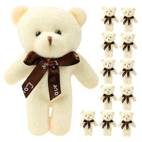 Garneck 12 Stück Bär Schlüsselanhänger krabbelndes Babyspielzeug Mini-Bärenspielzeug Karikatur bär anhänger bär Puppen kleine Bärenpuppe Bär Ornament Baumwolle Beige von Garneck