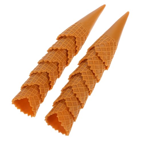 Garneck 12 Stück Knuspriger Pop Kleine Desserthörnchen Eisbecher Speisekegel Trichter Würfel Wiederverwendbar Miniatur Eiscreme Eislöffel Deckel Spender Zapfen PVC Brown von Garneck