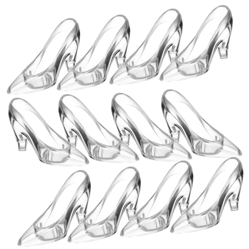 Garneck 12 Stück Kreative Kristall-Schuhverzierungen Prinzessin High Heels Schuhe Figur Figuren Strassband High Heels Schuhe Ornamente Schuhschmuck aus Kristall transparentes Material von Garneck