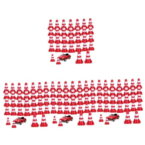 Garneck 120 Stück Straßenspielzeug Spielsicherheitshütchen Kleine Verkehrsschilder Mini Verkehrskegel Verkehrsmodelle Verkehrslehre Verkehrszeichen Dekorationen Simulation von Garneck