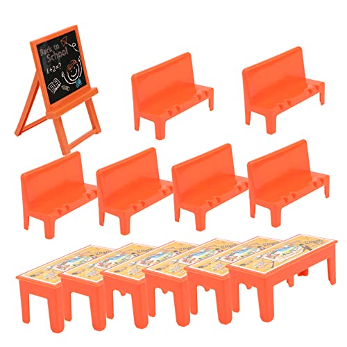 Garneck Holz Mini Landschaft Schreibtisch Stuhl Set 13-stück Klassenzimmer Szene Für Puppenhaus von Garneck