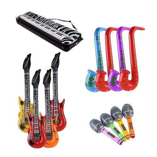 Garneck Aufblasbares Musik-requisiten-set Pvc-instrumente Einschließlich Gitarre Saxophon Mikrofon Tastatur Für Jungen- Und Mädchenpartys Zufällige Farbe von Garneck