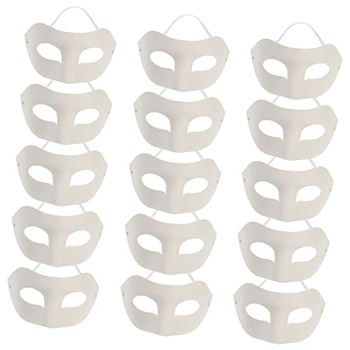 Garneck 15 Stücke Weiße Halbes Gesicht Masken - Unbemalte Rohlinge Zum DIY Bemalen Für Halloween - Maskerade Cosplay Und Kreative Partys Masken Set von Garneck