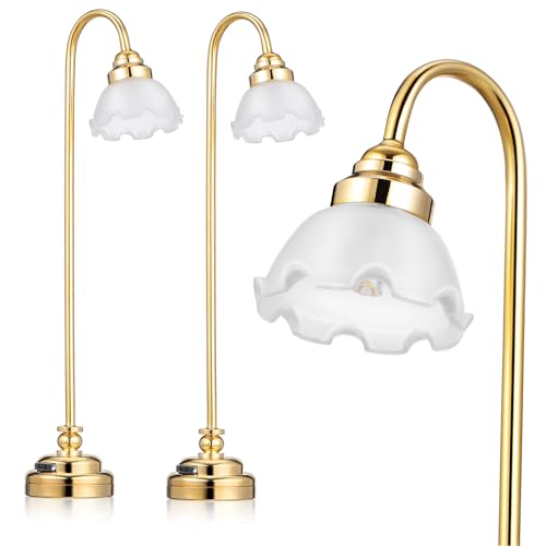 Garneck 2 Stück Schreibtischlampe Mini-puppenhausbücher Mini Leichte Puppenhausdekoration Batteriebetriebenes Funktionelles Lichtzubehör Laternen Mädchen Miniatur Wasserpuppe Glas Golden von Garneck