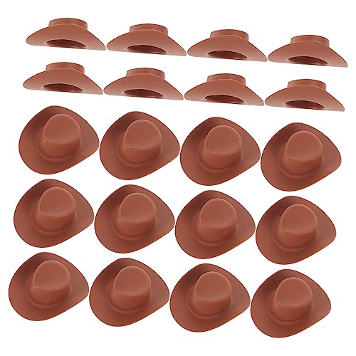 Garneck 20 Stück Mini-cowboyhut Miniatur-puppenhüte Puppenhüte Kleine Hüte Miniaturhüte Zum Basteln Kleiner Miniaturhut Kleine Puppenhüte Puppenzubehör Brown Plastik von Garneck