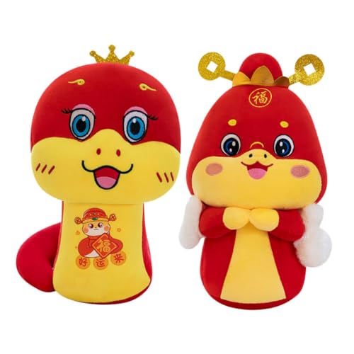 Garneck 2St Jahr der Schlangen-Maskottchen-Puppe Good Luck Charm Chinese New Year Decorations Snake Plush Toy Schlangen-Kuscheltiere für Mädchen große Kuscheltiere PP Baumwolle rot von Garneck