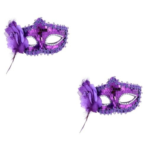 Garneck 2St Party-Maske Maskeradekostüm Maskerade Halbmaske gruselige Halloween-Requisiten halloween masken halloweenmaske federmaske Venezianische Maske Maskerade-Maske für Frauen Violett von Garneck