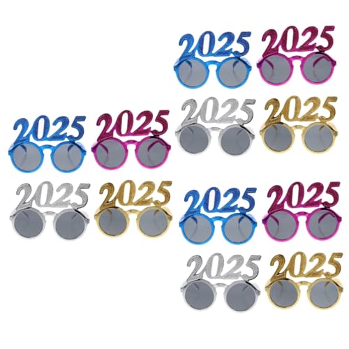 Garneck 3 Sätze 2025 Brille Lustige Brille Brillen Für Das Neue Jahr 2025 Partyzubehör Rave-Accessoires Partybrille Karnevalsbrille Anzahl Brillen Performance-Requisiten STK 4 Stück * 3 von Garneck