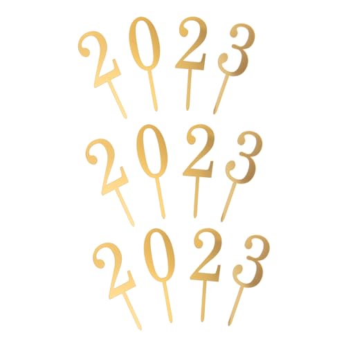 Garneck 3 Sets 2023 Kucheneinsatz Party Kuchenkarten Cupcake Picks DIY Kuchendekor 2023 Muster Ornamente 2023 Aufdruck Abschluss Kuchenpicker Cupcake Topper Cupcake Dekor von Garneck