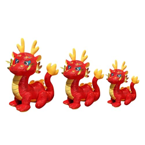 Garneck 3 Stück Jahr Der Drachen-Maskottchen-Puppe Monster Kuscheltier Drache Frau Puppe Gewichtete Kuscheltiere Plüschtiere Einhorn-kit Miniatur Figur Stofftier Bär Pp Baumwolle von Garneck