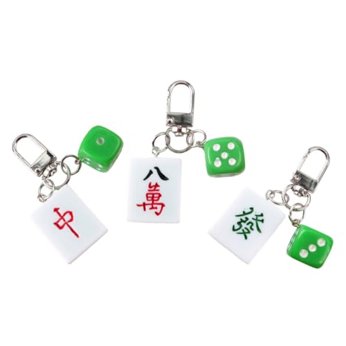 Garneck 3 Stück Mahjong Schlüsselanhänger Mahjong Liebhaber Chinoiserie Schlüsselanhänger Damen Schlüsselanhänger Glücks Schlüsselanhänger Lustiger Mahjong Mahjong Schlüsselanhänger von Garneck