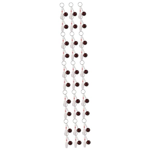 Garneck 30 Stk Bowling-Schlüsselanhänger Bowling-Pin-Schlüsselanhänger Mini-Bowlingkugel und Pin-Schlüsselanhänger Ketten geldbörse schlüssel ringe Bowling Schlüsselanhänger Masse PVC rot von Garneck