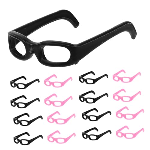 Garneck 30 Stück Puppenhausbrille Puppenkleidung Puppenaccessoires Lesebrille für Puppen Kostümzubehör für Minipuppen weingläser Plastik schnapsgläser dekorative Glasdekore Puppenbrille von Garneck