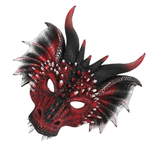 Garneck 3D-Drachenmaske Halloween-Maskerade-Maske Tier-Halbgesichtsmaske Für Cosplay-Kostüm-Partyzubehör von Garneck