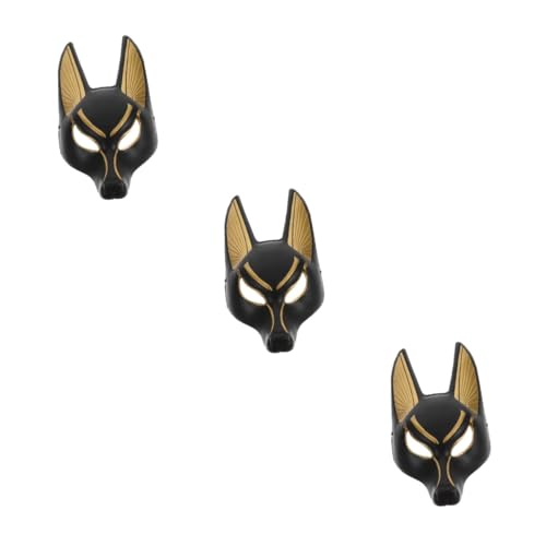 Garneck 3St Anubis-Maske faschings maske faschingsmaske Ägyptische Kunst Maske Ägyptisches Thema Maske Neuheit Wolfskopfmaske Halloweenkostüm Halloween-Maske Vintage antike Masken Plastik von Garneck