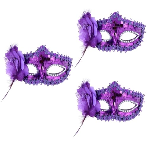 Garneck 3St Maskenball Masken Maskerade-Maske für Frauen gruselige Halloween-Requisiten Maskerade-Masken für Frauen halloween masken halloweenmaske Venezianische Maske Party-Maske Violett von Garneck