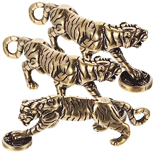 Garneck 3st Kreative Dekoration des Tigerleoparden Schlüsselanhänger- Tiger-Ornamente Tiere Goldene Tigerstatue Tiger- Auto-Ornament Tiger Figur Autoschmuck Autozubehör Messing von Garneck