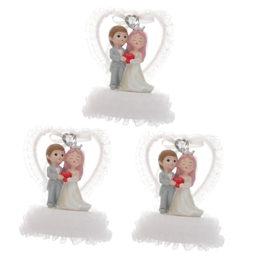 Garneck 3st Schmuck Für Braut Und Bräutigam Valentinstag-dekor Kuchendekorationen Für Hochzeitsfeiern Herr Frau Kuchendekor Desktop-paar-statuen-dekor Braut Bräutigam Schmuck Stoff Weiß von Garneck