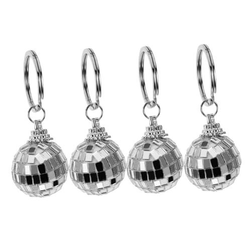 Garneck 4 Stück Disco Schlüsselanhänger Mini Disco Kugeln Charms Spiegelkugel Schlüsselanhänger Disco Kugel Schlüsselanhänger Dekorative Disco Kugeln Disco Partygeschenke Disco von Garneck