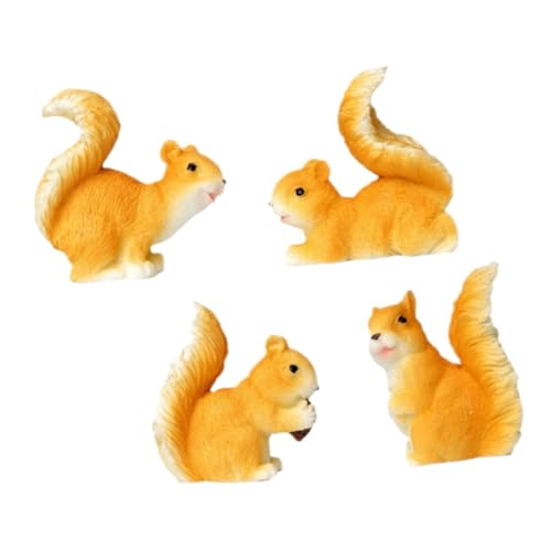 Garneck 4 Stück Eichhörnchen Ornament Eichhörnchen Figuren Und Statuen Miniatur Tierfiguren Miniatur Tiere Eichhörnchen Kuchenaufsatz Miniatur Figuren Lustiges Gefälschtes von Garneck