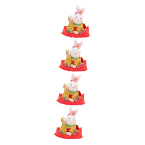 Garneck 4 Stück Glückskaninchen Auto Themberchaud-Plüsch Flauschige Kuscheltiere ausgestopfter Hase Office Decoration bescherung Weihnachten armaturenbrett zubehör Figuren Wohnkultur Seide von Garneck