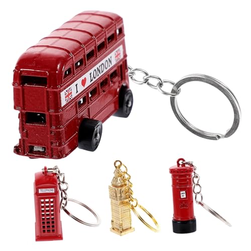 Garneck 4 Stück Schlüsselanhänger Zarter Schlüsselanhänger Britischer Bus Schlüsselanhänger Big Ben Schlüsselanhänger Londoner Bus Handtasche Gadgets Britischer Schlüsselanhänger von Garneck