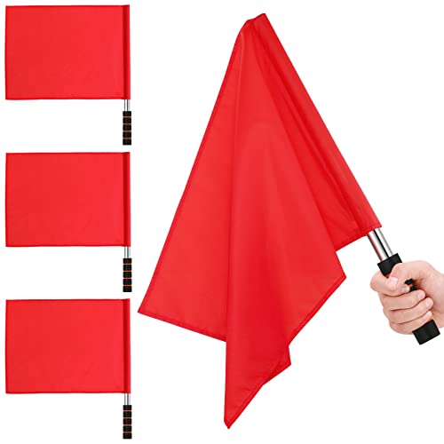 Garneck 4Pcs Rennschiedsrichterflaggen Handflaggen Signalflaggen Tragbare Sportliche Wettkampfflaggen (Rot) von Garneck