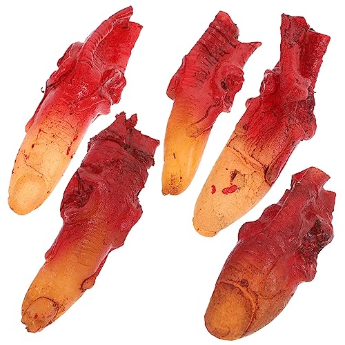 Garneck 5 Stück Abgetrennte Finger Halloween Requisiten - Realistische Blutige Finger Für Schaurige Streiche Und Spukhaus-Dekorationen Perfekt Für Halloween Partys Und Grusel Events von Garneck