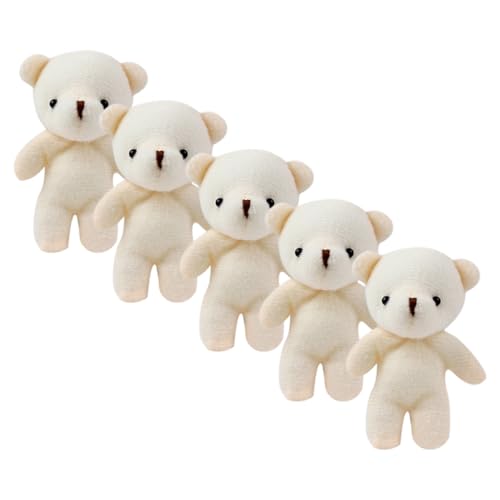 Garneck 5 Stück Mini-Bär plüschbär Bärenspielzeug für DIY-Schlüsselanhänger Schlüsselanhänger Bärenanhänger kleine Bärenpuppe kleine Bärenspielzeuge tragen Stoff Beige von Garneck