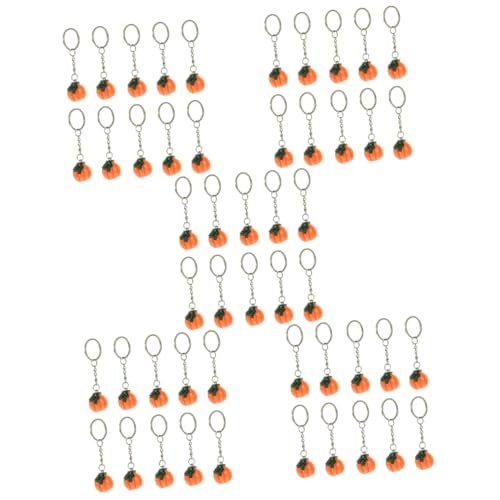 Garneck 50 Stück Kürbis Schlüsselanhänger Halloween-ornamente Halloween-partydekorationen Gruseliger Schlüsselanhänger Taschenanhänger Simulation Kürbisschlüssel-ornament Harz Orange von Garneck