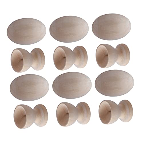 Garneck 6 Sets Eierablage Ornamente Kinderspielzeug Ornamente Für Osterfest Ei Simulations Ei Osterei Dekorationsset Künstliche Eier DIY Kunsthandwerk Holz Khaki von Garneck