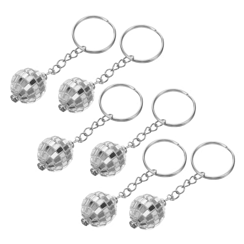 Garneck 6St Disco-Schlüsselanhänger plastikenten plasure key chains Schimmernd anahtarlık Disco-Kugel-Anhänger Discokugel-Schlüsselanhänger als Ornament Taschenanhänger Kunststoff Silver von Garneck