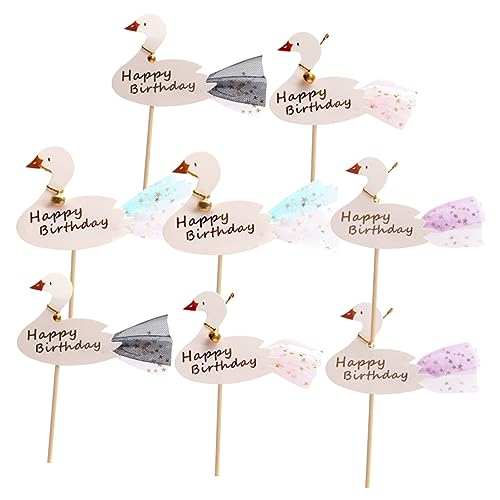 Garneck 8-Teiliges Set Kuchen Topper flamingo tortendeko birthday cake decoration birthday cake topper Party-Kuchenaufsätze Schwarzer Kuchendeckel Tortenaufsätze zum Geburtstag Bambus von Garneck