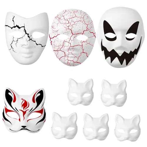 Garneck 9 Stk Zellstoff-maske Diy-masken Maskerade-maske Für Frauen Cosplay-party-masken Masken Zum Schmücken Handbemalte Masken Bemalbare Masken Halloween-masken Maskenbau-kit Papier Weiß von Garneck