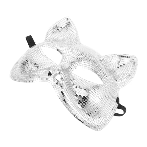 Garneck Disco Cat Cat Face Maske Halloween Kostüme Für Erwachsene Weihnachtsgesichtsmaske Halloween Maske Weiße Katzenmaske Disco Ball Mit Kaninchenohren Hasen Maskerade Maske Hasen Ohren von Garneck