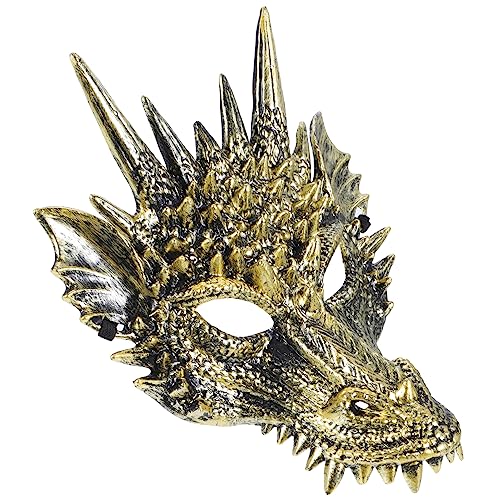 Garneck Drachenmaske gruseliges Halloween Halloweenkostüm Halloween-Maske Maskerade Gasmaske Wolf Cosplay-Kostümversorgung Cosplay-Maske Party-Maske Drachen Kostüm Requisit Plastik Golden von Garneck