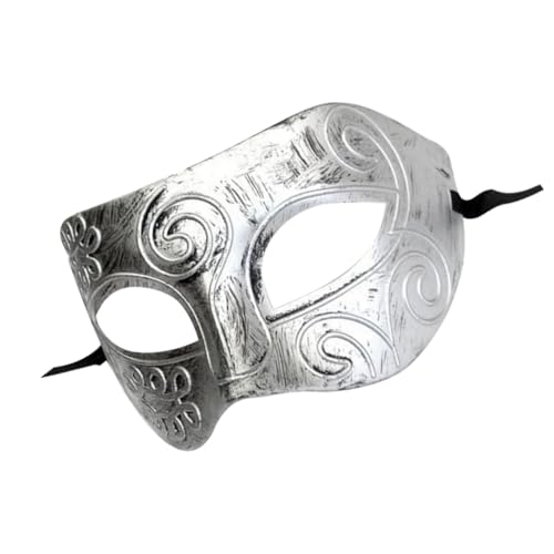 Garneck Elegante Herren Maske Für Maskenball - Griechische Römische Gesichtsmaske in Silber Für Kostümpartys - Halloween Und Venezianische Feste Coole Maskerade Maske von Garneck