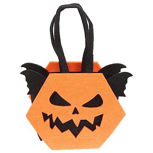 Garneck Halloween-süßigkeitsbeutel Süßigkeitentüten Für Party-leckerli-tasche Wiederverwendbarer Leckerbissen-eimer Halloween-süßigkeitstüten Für Süßes Oder Saures Orange Vlies von Garneck