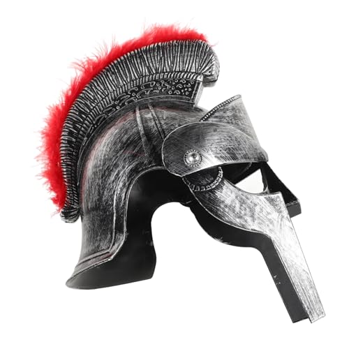 Garneck -Hut Antiker Kriegerhelm Heldenhelm Königshelm Mittelalterlicher Ritterhelm Cosplay-Helm Mantel spartanischer Helm für Erwachsene Ritterkostüm für Erwachsene Plastik Silver von Garneck