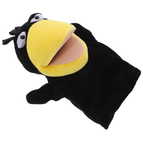 Garneck Krähe Handpuppe Mini-fingerpuppen Fingerspielzeug Dekoratives Fingerspielzeug Tierkopf Fingerspielzeug Fingerpuppen Tierkopf-fingerspielzeug Black Plüsch von Garneck