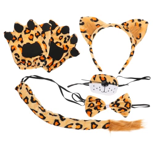 Garneck Leopard Tierkostü Set Für Und Erwachsene Tierohren Haarband Fliege Und Handschuhe Cosplay Zubehör Für Karneval Halloween Und Mottopartys von Garneck